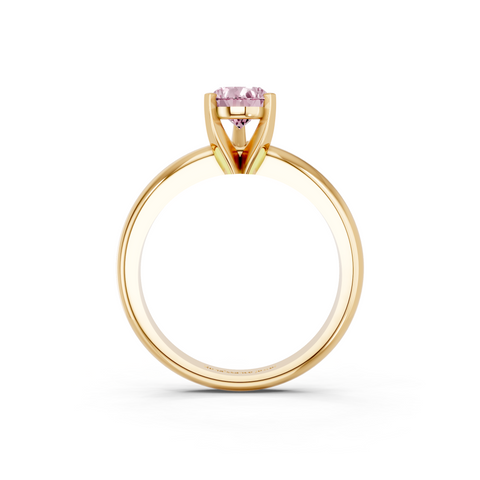 Yellow gold Fancy Pink Pear  Cut Solitaire Engagement Ring with Round Band and Four-Prong Setting