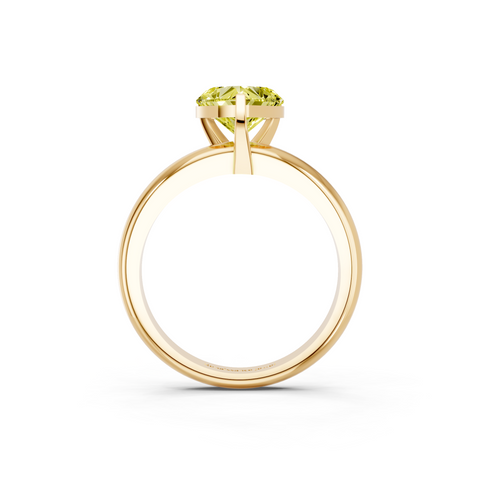 Yellow gold Fancy Yellow Heart  Cut Solitaire Engagement Ring with Round Band and Four-Prong Setting