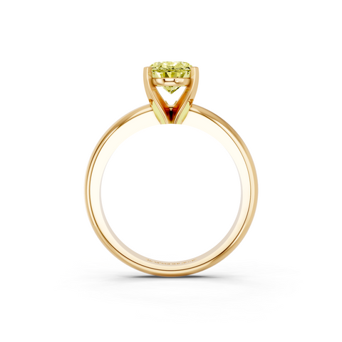 Yellow gold Fancy Yellow Oval  Cut Solitaire Engagement Ring with Round Band and Four-Prong Setting