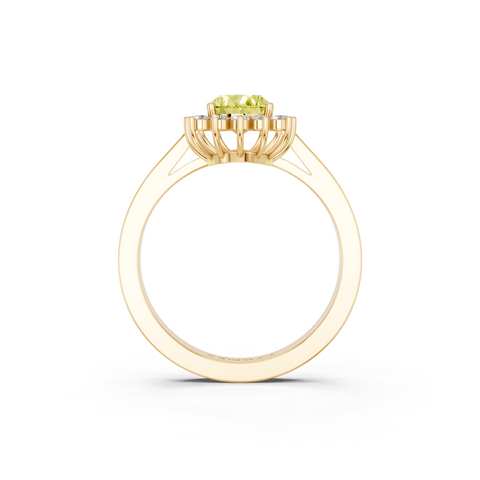 Yellow gold Fancy Yellow Pear  Cut Diamond Pavé Band Solitaire Ring with Four-Prong Setting