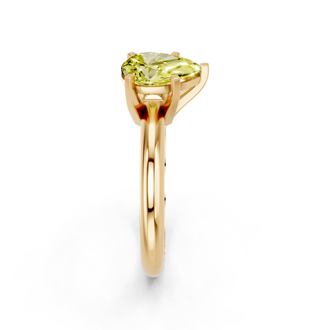 Yellow gold Fancy Yellow Pear  Cut Solitaire Engagement Ring with Round Band and Four-Prong Setting