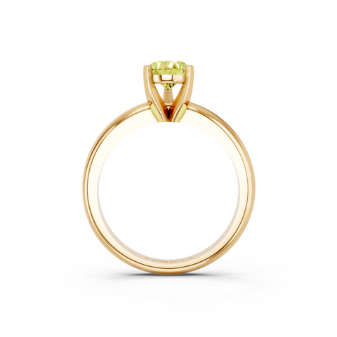 Yellow gold Fancy Yellow Pear  Cut Solitaire Engagement Ring with Round Band and Four-Prong Setting