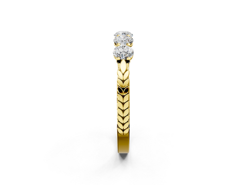Yellow gold Five-Stone Round Cut Diamond Prong-Set White Gold Band