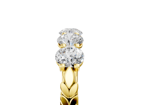 Yellow gold Five-Stone Round Cut Diamond Prong-Set White Gold Band