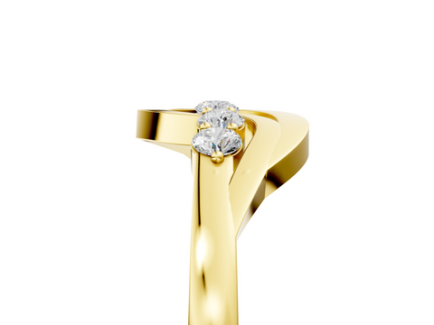 Yellow gold Five-Stone Round Diamond Crossover Band with Prong Setting