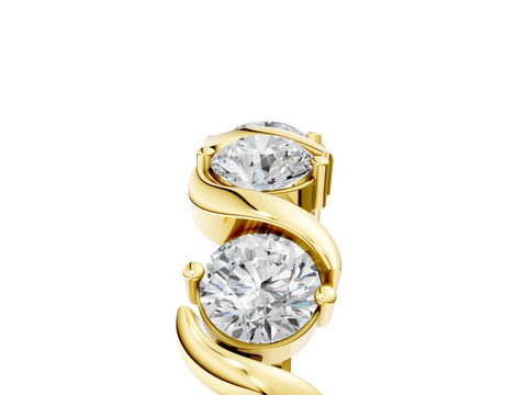 Yellow gold Five-Stone Round Diamond Wave Band with Shared Prong Setting