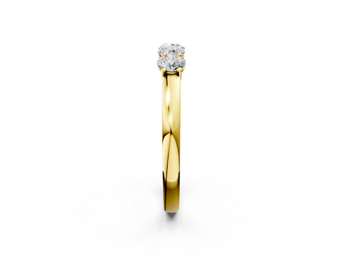 Yellow gold Four-Stone Round Diamond Prong-Set White Gold Band