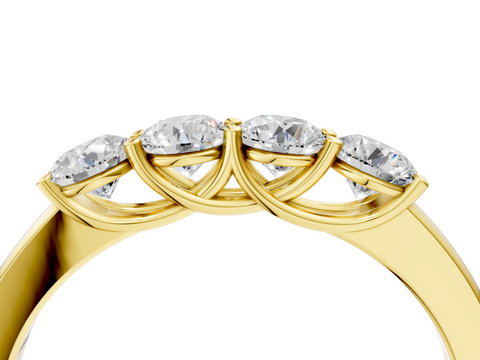 Yellow gold Four-Stone Round Diamond Prong-Set White Gold Band