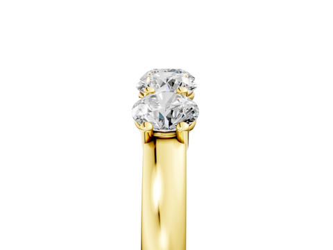 Yellow gold Four-Stone Round Diamond Prong-Set White Gold Band