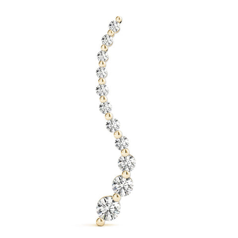 Yellow gold Graduated Round Diamond Curved Bar Pendant with Prong Setting