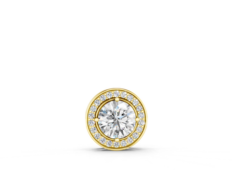 Yellow gold Halo Round Diamond Four-Prong Pendant