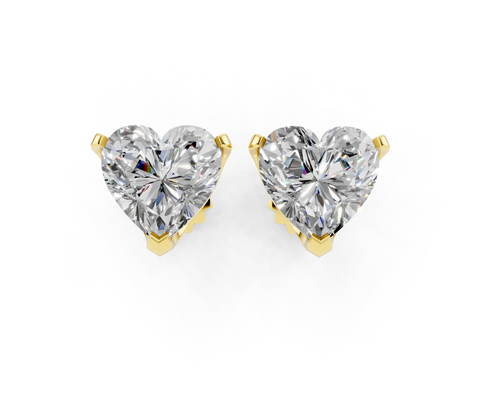 Yellow gold Heart Brilliant Diamond Stud Earrings