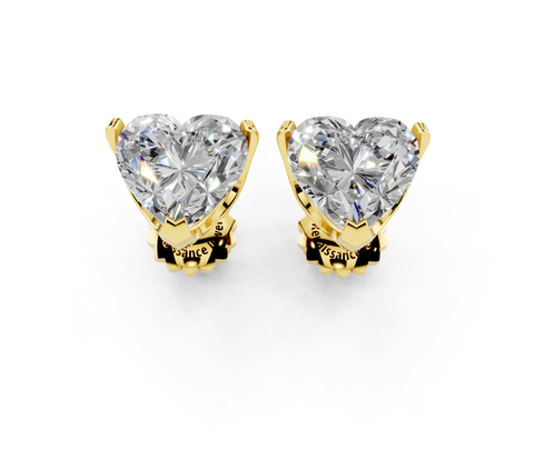 Yellow gold Heart Brilliant Diamond Stud Earrings