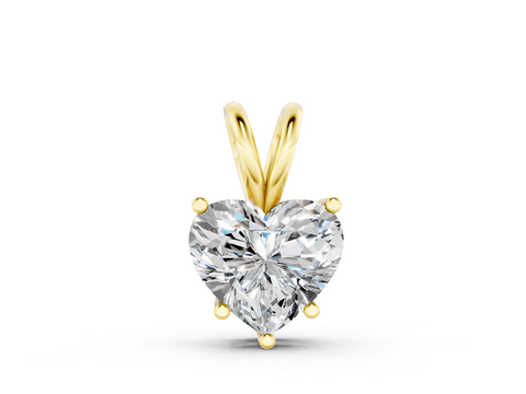 Yellow gold Heart-Shaped Diamond Solitaire Pendant with Four-Prong Setting
