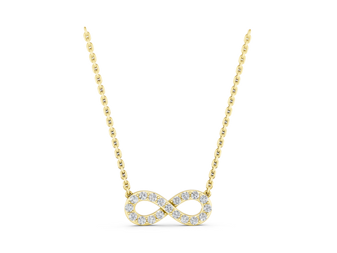 Yellow gold Infinity Pendant with Round Diamond Pavé Setting
