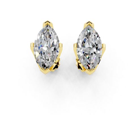 Yellow gold Marquise Brilliant Diamond Stud Earrings