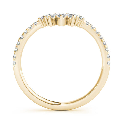 Yellow gold Marquise Cluster Diamond Pavé Band with Prong Setting