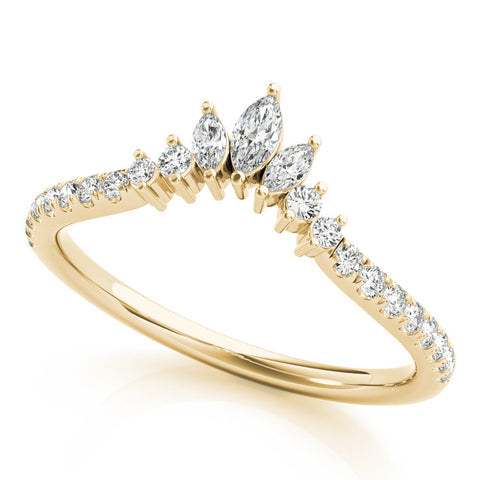 Yellow gold Marquise Cluster Diamond Pavé Band with Prong Setting
