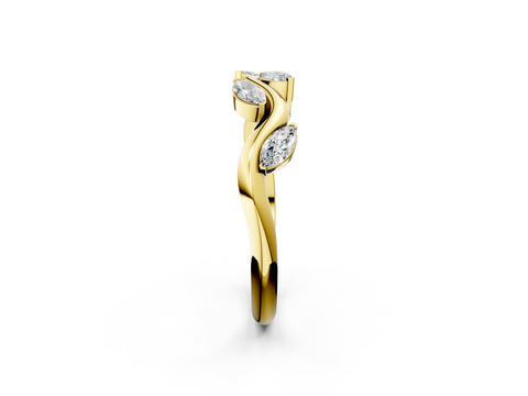 Yellow gold Marquise Cut Twisted Band with Prong Setting