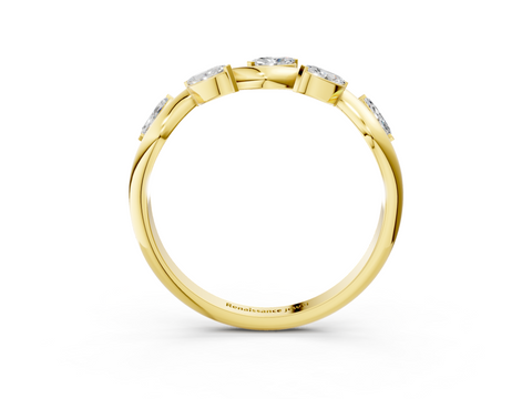 Yellow gold Marquise Cut Twisted Band with Prong Setting