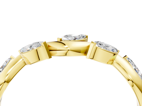 Yellow gold Marquise Cut Twisted Band with Prong Setting