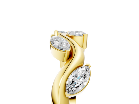 Yellow gold Marquise Cut Twisted Band with Prong Setting