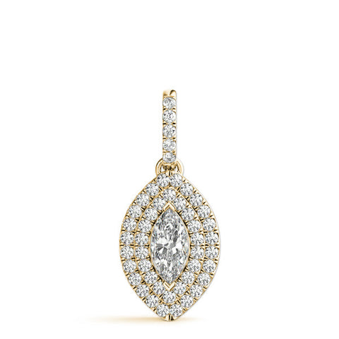 Yellow gold Marquise Diamond Halo Pendant with Pavé Setting