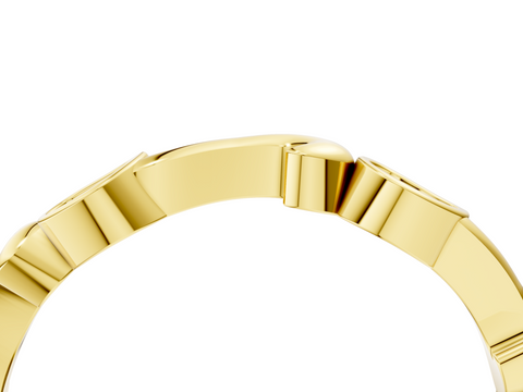 Yellow gold Marquise Diamond Leaf Twist Eternity Band with Bezel Setting