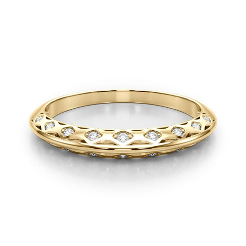 Yellow gold Marquise Diamond Openwork Band with Pave Setting
