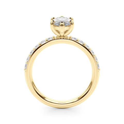 Yellow gold Marquise Diamond Pavé Band with Six-Prong Setting