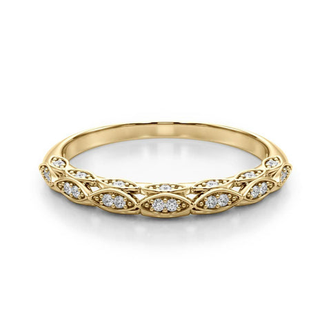 Yellow gold Marquise Diamond Pave Eternity Band with Bezel Setting