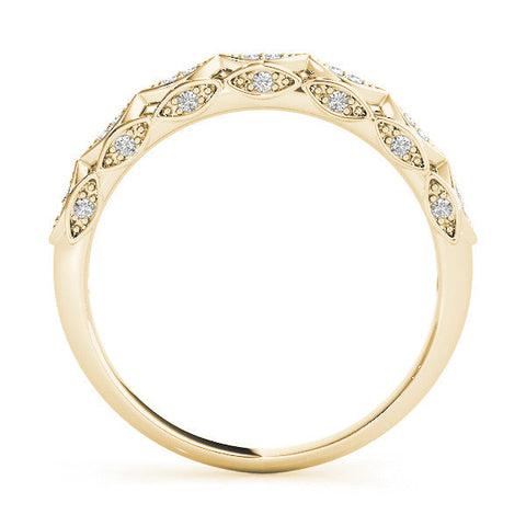 Yellow gold Marquise Diamond Pave Eternity Band with Bezel Setting
