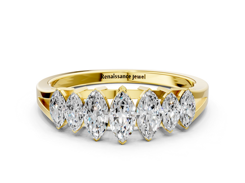Yellow gold Marquise Diamond Prong-Set Half-Eternity Band