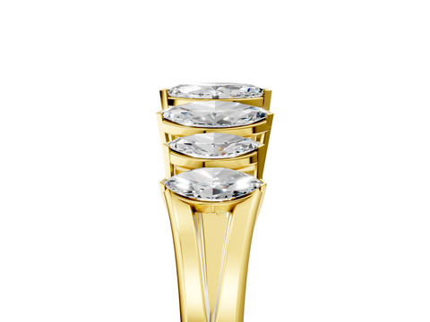 Yellow gold Marquise Diamond Prong-Set Half-Eternity Band