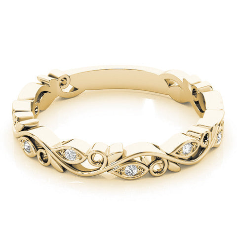 Yellow gold Marquise Diamond Vine Eternity Band with Bezel Setting