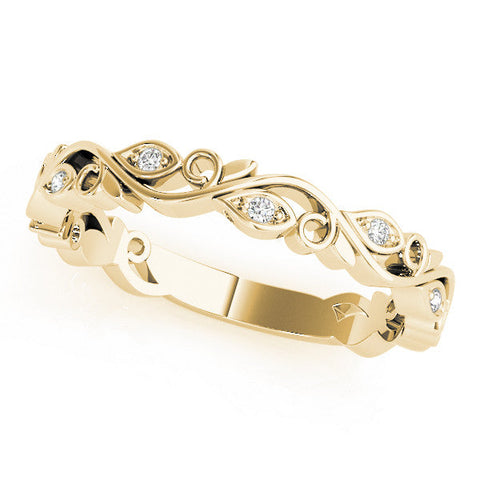 Yellow gold Marquise Diamond Vine Eternity Band with Bezel Setting