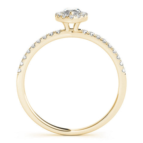 Yellow gold Marquise Halo Diamond Pave Band with Prong Setting