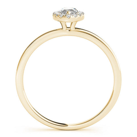 Yellow gold Marquise Halo Diamond Solitaire with Pavé Band and Four-Prong Setting