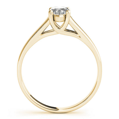Yellow gold Marquise Solitaire Diamond Ring with Tapered Band and Four-Prong Setting