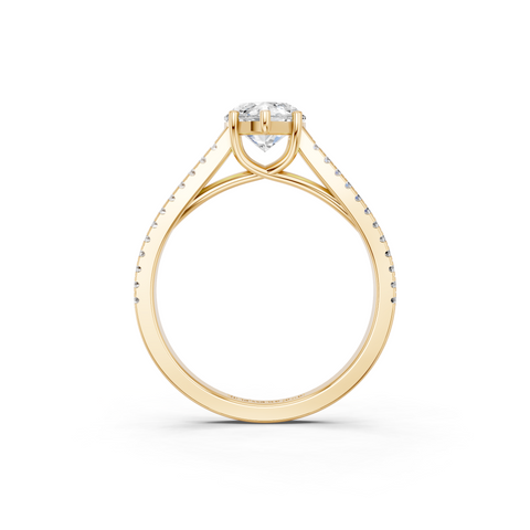 Yellow gold Marquise Solitaire Split Shank Pavé Diamond Engagement Ring