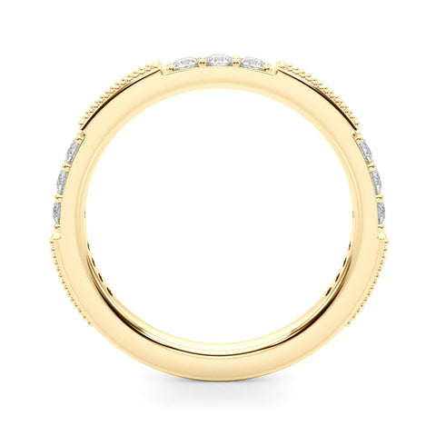Yellow gold Milgrain Round Diamond Pavé Channel Set White Gold Band