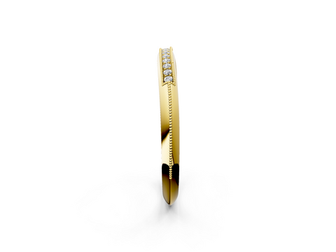 Yellow gold Milgrain Round Diamond Pavé Set Half Eternity Band