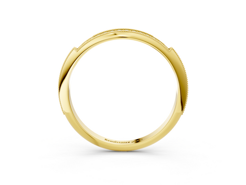 Yellow gold Milgrain Round Diamond Pavé Set Half Eternity Band