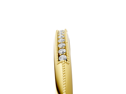 Yellow gold Milgrain Round Diamond Pavé Set Half Eternity Band