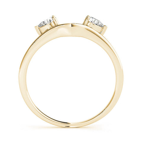 Yellow gold Open Band Pear Cut Prong Set Diamond Ring
