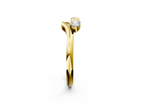 Yellow gold Open Band Pear Cut Prong Set Diamond Ring