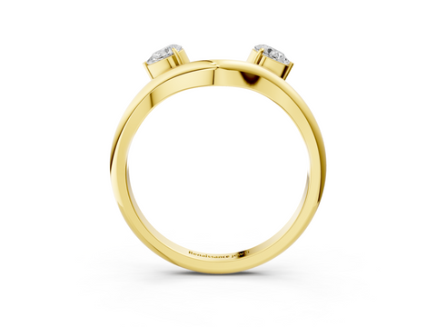 Yellow gold Open Band Pear Cut Prong Set Diamond Ring