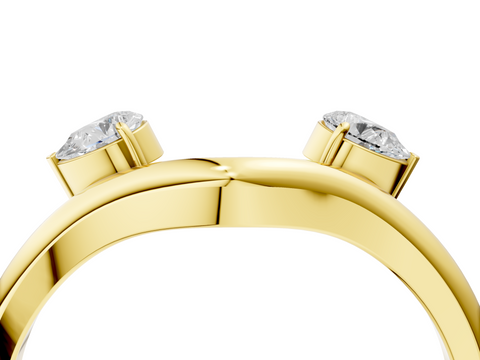 Yellow gold Open Band Pear Cut Prong Set Diamond Ring