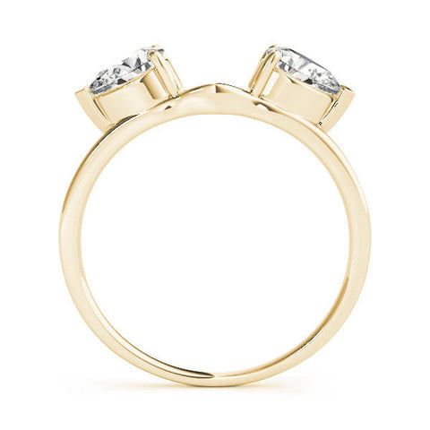 Yellow gold Open Pear-Cut Diamond Bypass Ring with Prong Setting