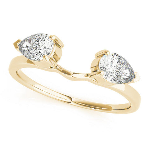 Yellow gold Open Pear-Cut Diamond Bypass Ring with Prong Setting
